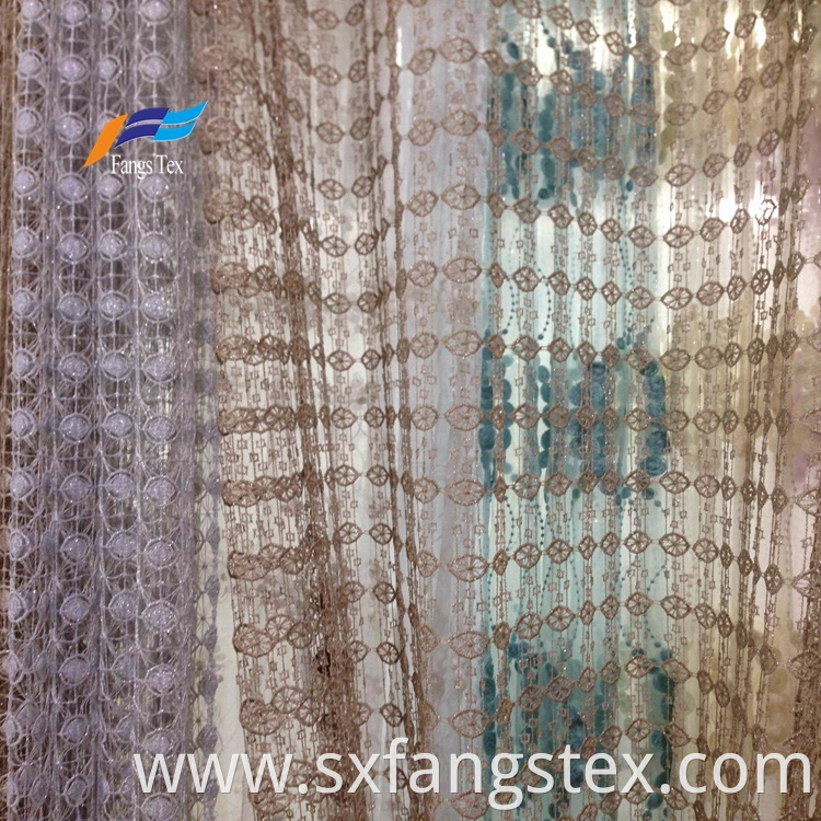 Fancy Embroideted Sheer Voile Window Curtain Fabric 3